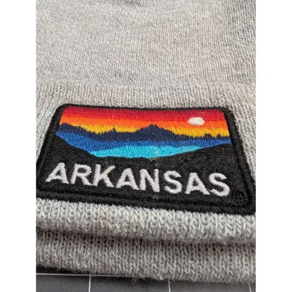 Legacy Gray Knit Beanie Arkansas sunset lake patch winter hat adult size - Picture 2 of 6